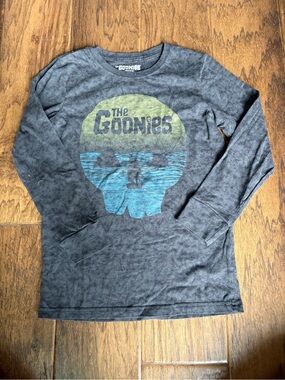 The Goonies Kids' Long Sleeve Graphic Tee - Black with Blue & Yellow Skull